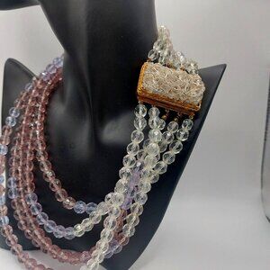 COPPOLA e TOPPO Italy Ombre Shades of Purple Crystal Strands Vintage Necklace